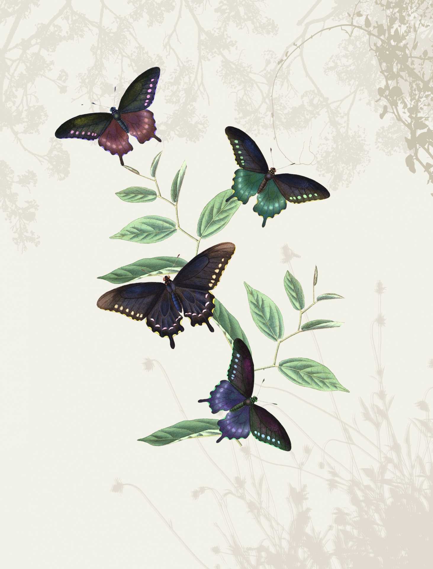 Vintage Butterflies Background