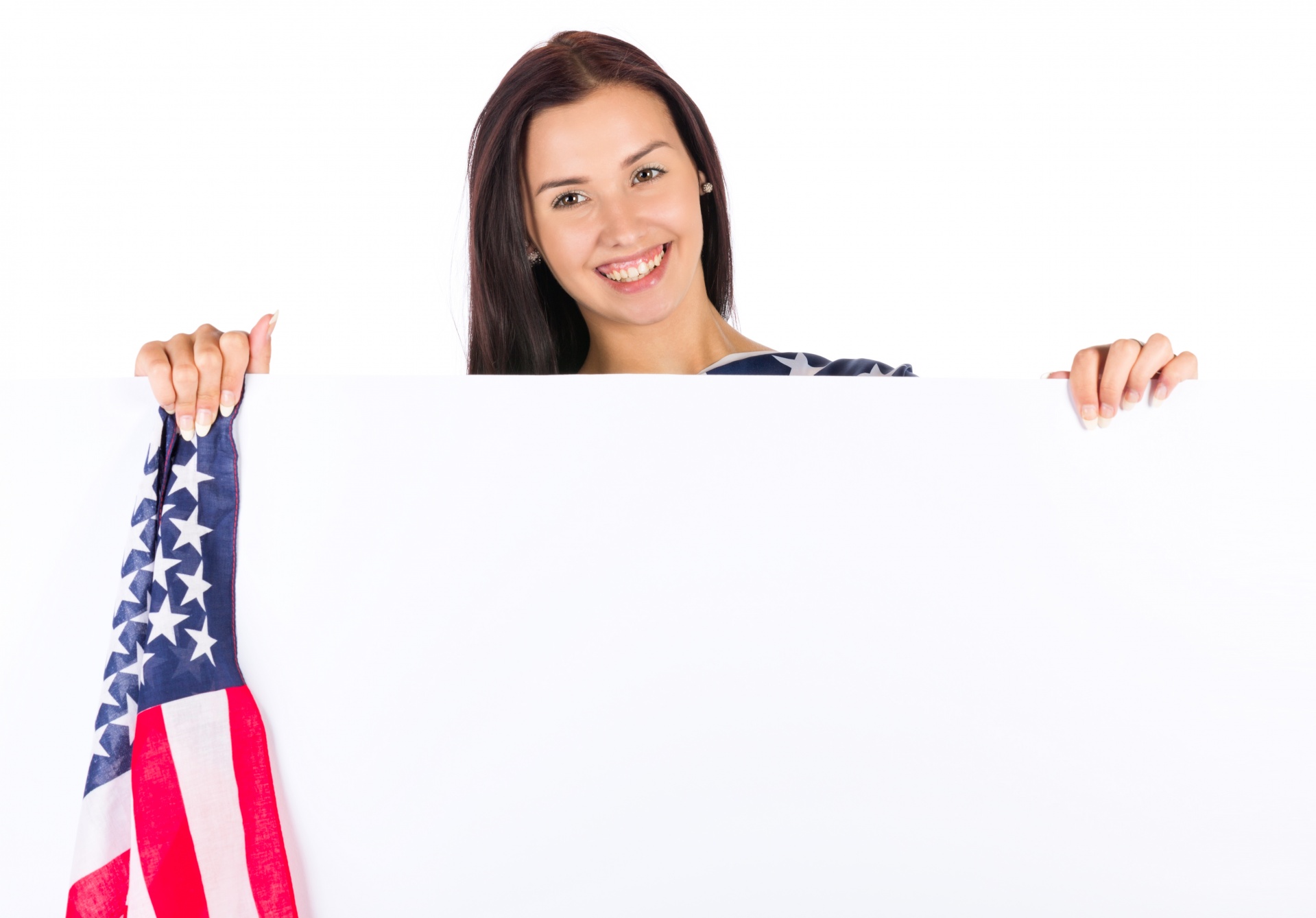 Vrouw met de vlag van de VS