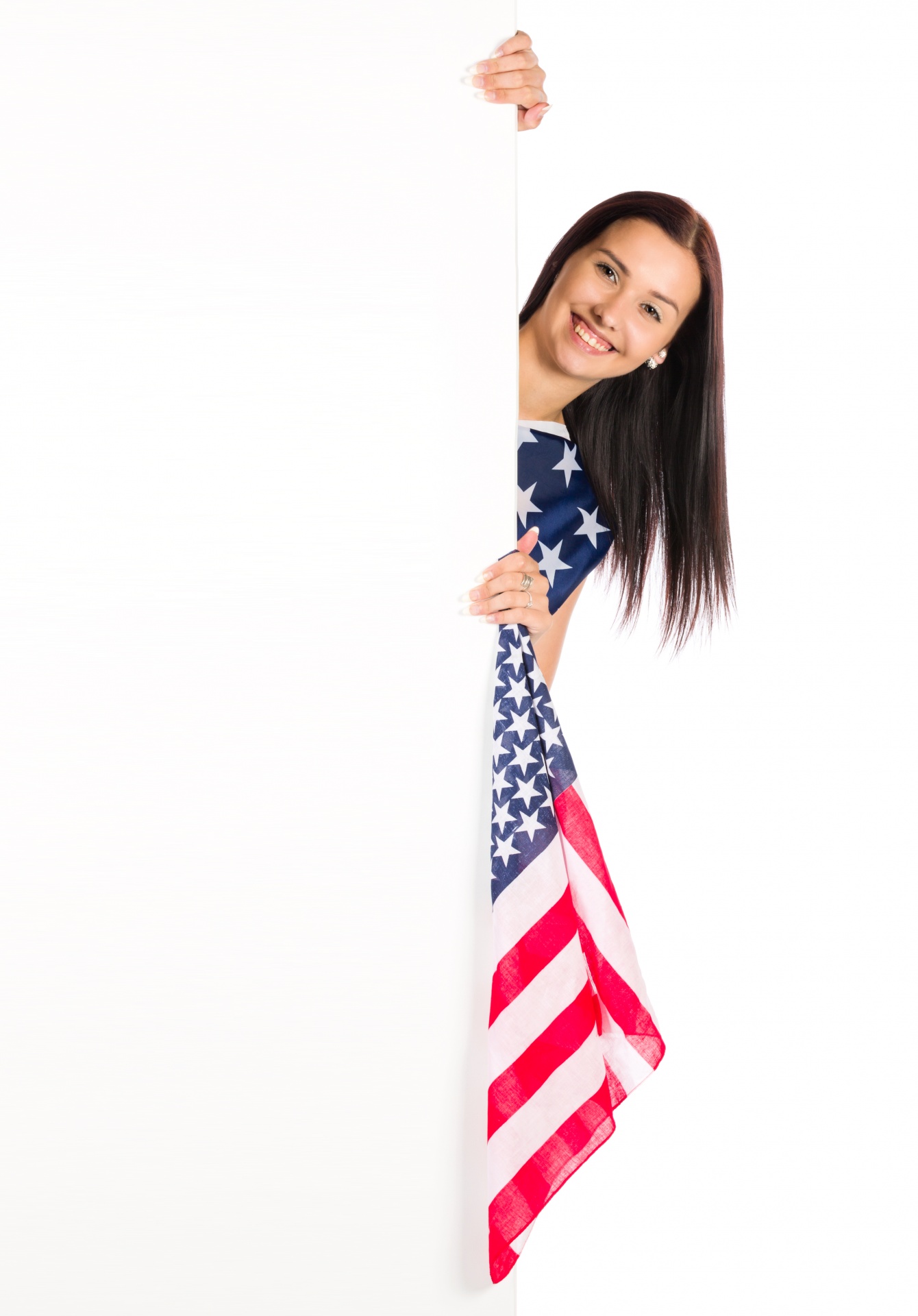 Vrouw met de vlag van de VS