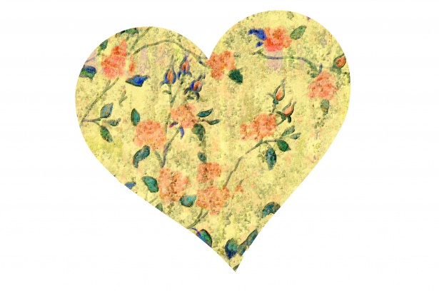 Yellow Vintage Floral Heart Free Stock Photo - Public Domain Pictures