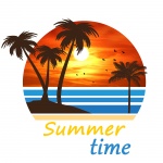 Logotipo do verão por do sol da praia