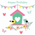 Birthday Card Bird Floral