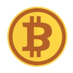 Bitcoin, blockchain, ikona, zlatá,