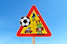 Crianças, jogar, sinal tráfego