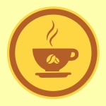 Káva, šálek, logo, ikona, nápoj
