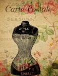 Cartão floral do vintage do espartilho