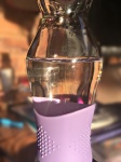 グラスウォーターボトル、紫色の袖