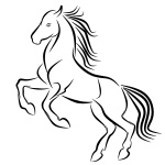 Kůň, tetování, logo, skok, linka,