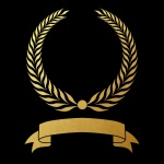 Banner de coroa de louro de ouro