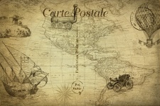 Map Vintage Travel Postcard