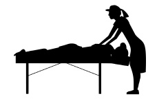 Massagetherapie, ontspannen, silhouet