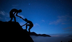Mentor,help, climbing, hand