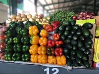 Neat stacks of vegetables