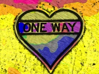 One Way Heart Road Sign