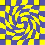 Op-Art Spirale in gelb-blau