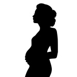 Zwanger, silhouet, dame, moeder,