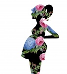 Pregnant Woman Floral Silhouette