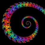 Espiral de arco iris sobre fondo negro