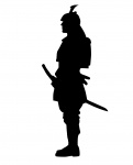 Samurai, spada, silhouette, stand