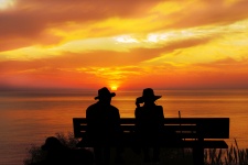 Senior Couple Watching Sunset