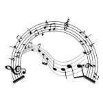 Silhouette, comédie musicale, note, clef