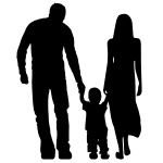Silhuett, adoption, föräldrar, pojke