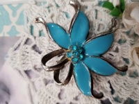 Teal blue floral broach