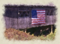 USA flag on Covered Bridge