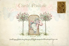 Vintage carte postale floral enfant
