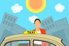 žena vstupující taxíkem