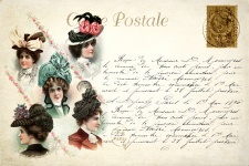 Vrouw hoed Vintage briefkaart