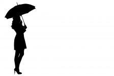 Mulher sob silhueta de guarda-chuva