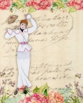 Женщина Vintage Illustration Цветы