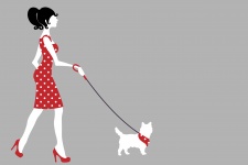 Femme, marche, chien, Clipart