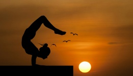 Yoga, balans, natur, handstand