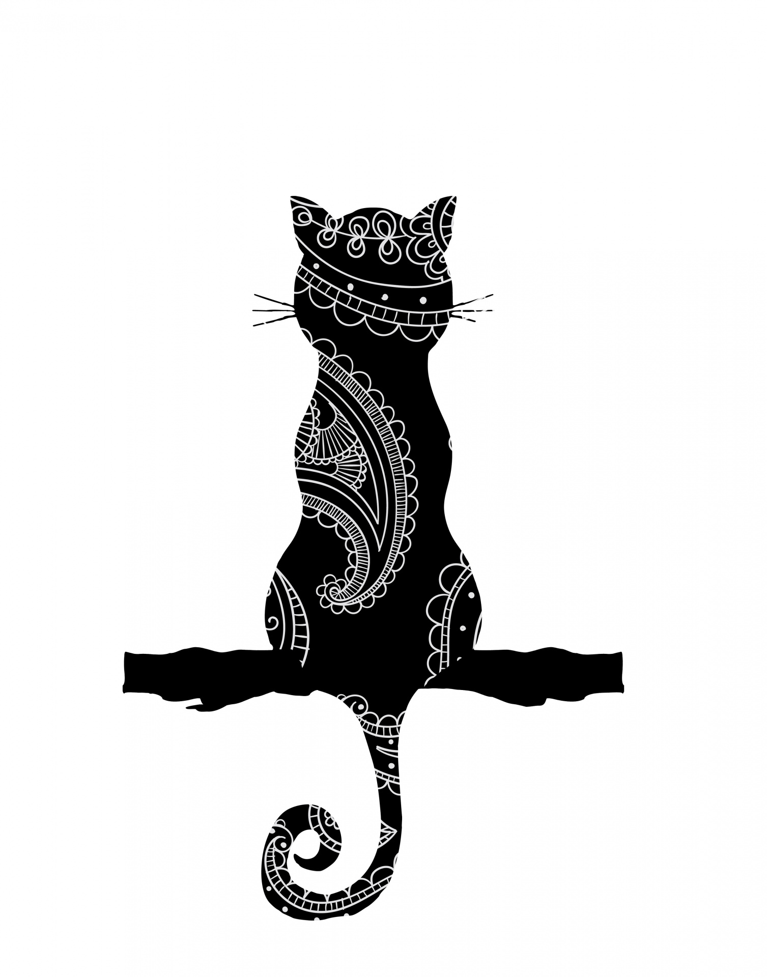 Motif Paisley Cat Silhouette