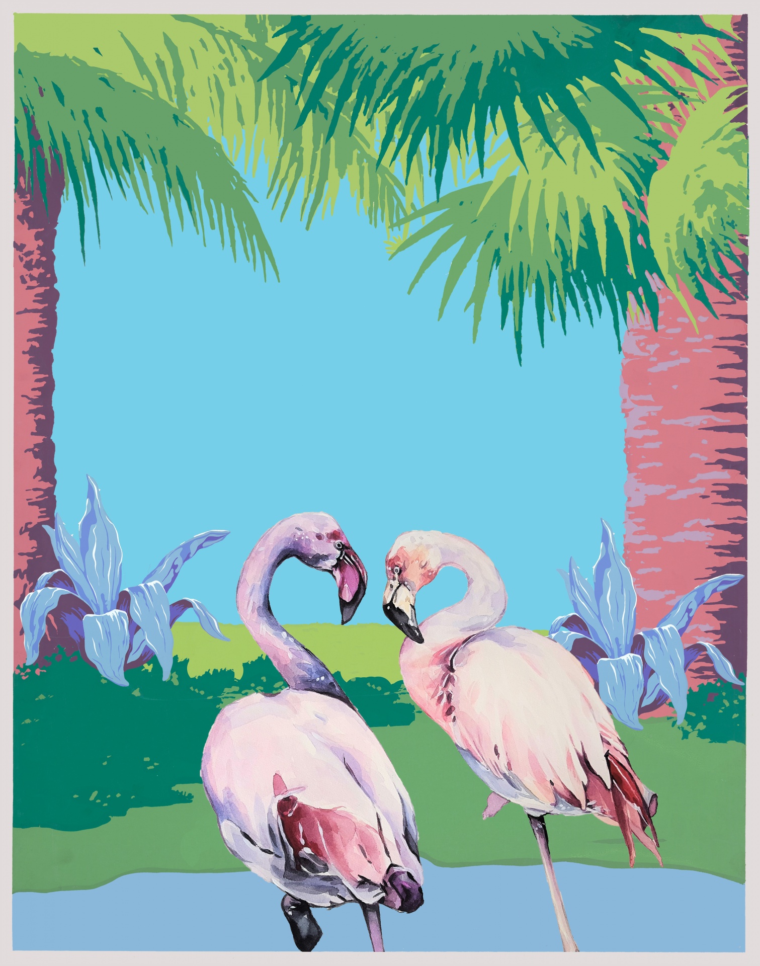 Flamingo Tropical Paradise Art Free Stock Photo Public Domain Pictures