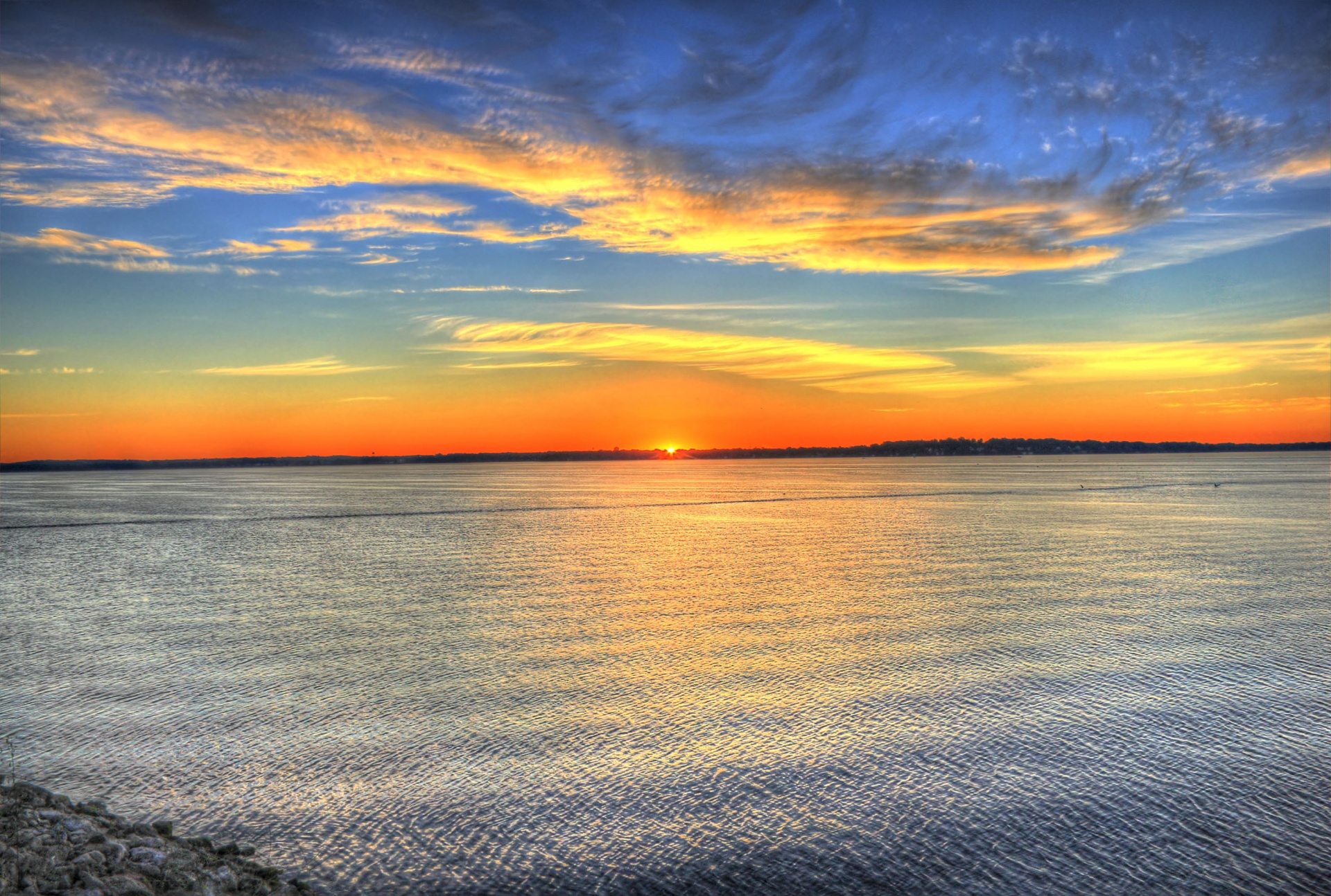 Sunrise Above The Lake Horizon Free Stock Photo - Public Domain Pictures