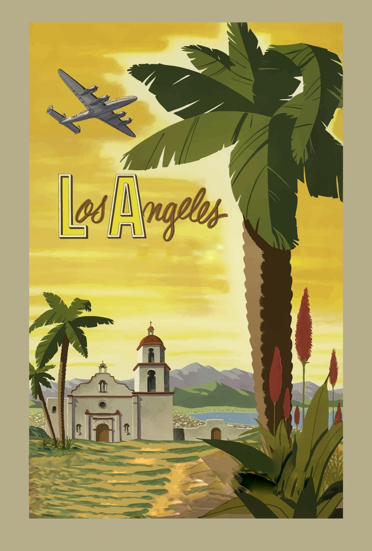 large vintage travel poster