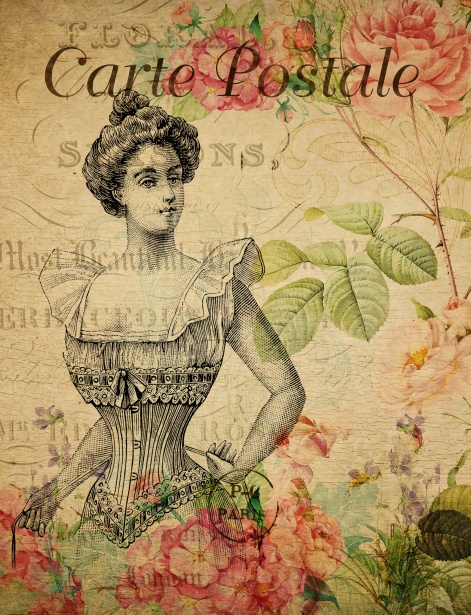 Cărți postale&timbre Woman-corset-vintage-postcard