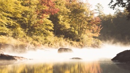 Autumn lake in the morning