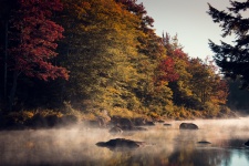 Autumn lake in the morning