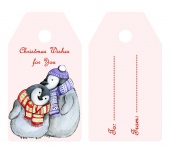 Karácsonyi pingvin ajándék címke