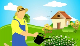 Jordbrukare trädgårdsarbete