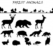 Erdei állatok silhouette szett
