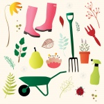 Ilustración de elementos de jardín