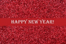 Happy New Year On Red Glitter 2