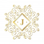 Monograma de oro del alfabeto j
