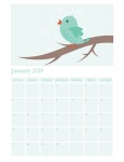 Ianuarie Calendar 2019 Bird