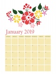 January Calendar 2019 Floral